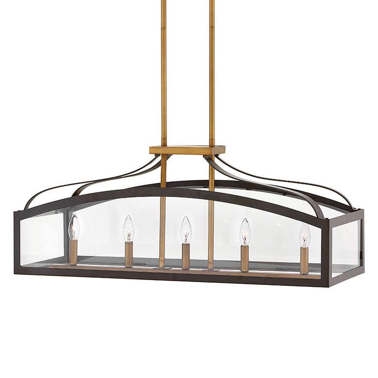 Image 2 Hinkley Clarendon 36" Wide Bronze 5-Light Linear Chandelier more views