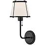 1_Hinkley Clarke 15 3/4"H Black Wall Sconce w/ Off-White Linen