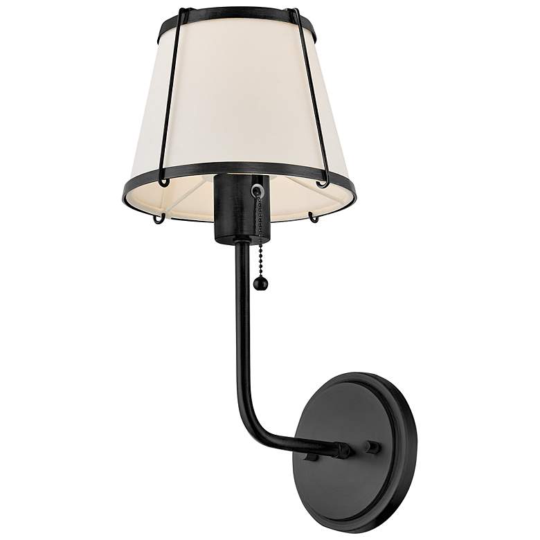 Image 6 Hinkley Clarke 15 3/4"H Black Wall Sconce w/ Off-White Linen more views