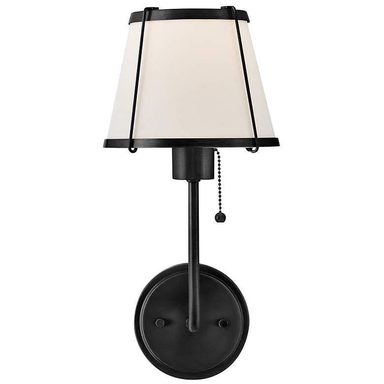 Image 7 Hinkley Clarke 15 3/4"H Black Wall Sconce w/ Off-White Linen more views