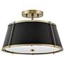 Hinkley Clarke 15" Wide Brass with Black Shade Ceiling Light