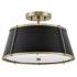 Hinkley Clarke 15" Wide Brass with Black Shade Ceiling Light