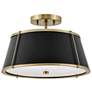 2_Hinkley Clarke 15" Wide Brass with Black Shade Ceiling Light more views
