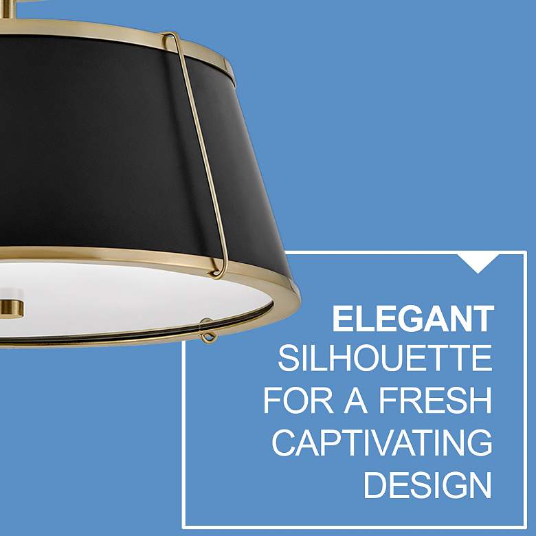 Image 6 Hinkley Clarke 15" Wide Brass with Black Shade Ceiling Light more views