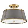 Hinkley Clarke 15" Wide Brass with Gray Shade Ceiling Light