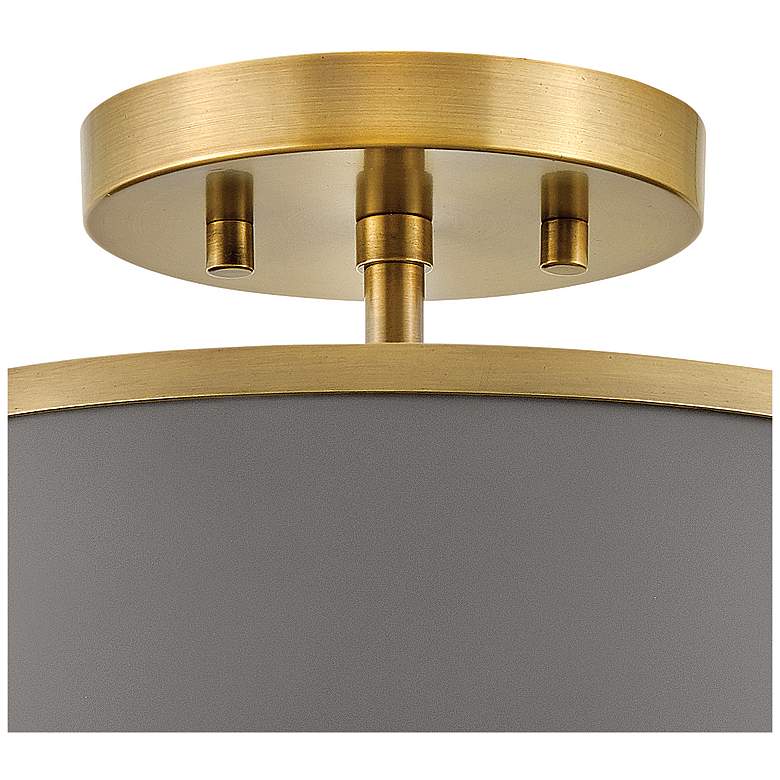 Image 4 Hinkley Clarke 15" Wide Brass with Gray Shade Ceiling Light more views