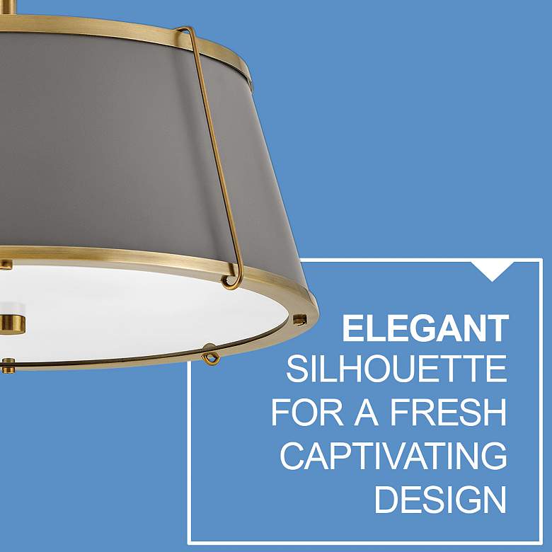 Image 6 Hinkley Clarke 15" Wide Brass with Gray Shade Ceiling Light more views