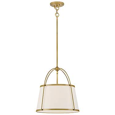 Hinkley Clarke 16 1/4" Dark Brass White Linen Shade Pendant Light