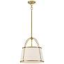 Thumbnail1 of Hinkley Clarke 16 1/4" Dark Brass White Linen Shade Pendant Light