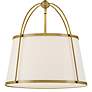 Thumbnail2 of Hinkley Clarke 16 1/4" Dark Brass White Linen Shade Pendant Light more views