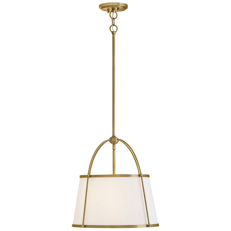 Image 3 Hinkley Clarke 16 1/4" Dark Brass White Linen Shade Pendant Light more views