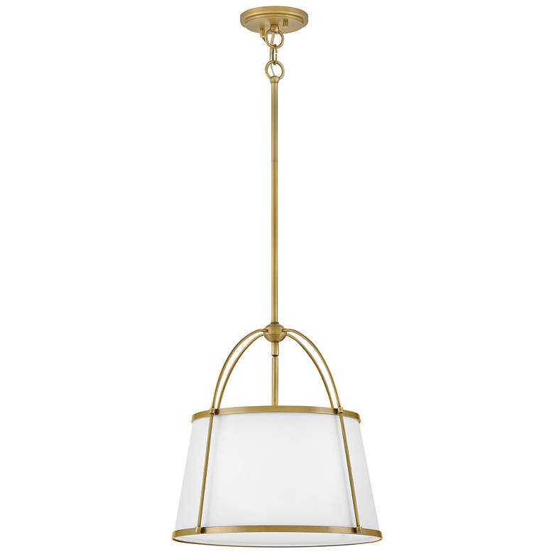 Image 4 Hinkley Clarke 16 1/4" Dark Brass White Linen Shade Pendant Light more views