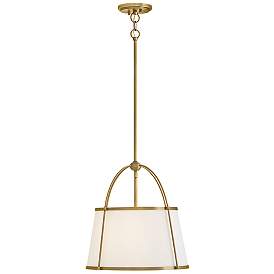 Image5 of Hinkley Clarke 16 1/4" Dark Brass White Linen Shade Pendant Light more views