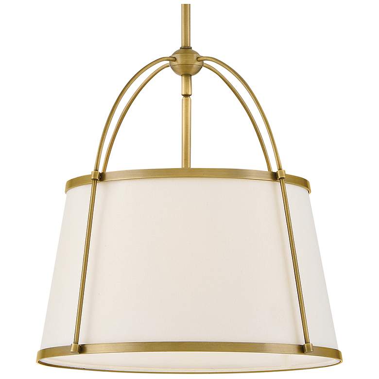 Image 6 Hinkley Clarke 16 1/4" Dark Brass White Linen Shade Pendant Light more views