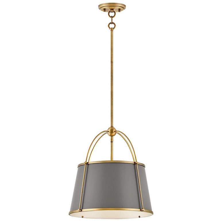 Image 1 Hinkley Clarke 16 1/4 inch Wide Brass and Gray Pendant Light