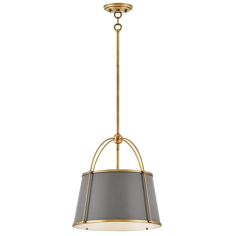 Image 1 Hinkley Clarke 16 1/4 inch Wide Brass and Gray Pendant Light