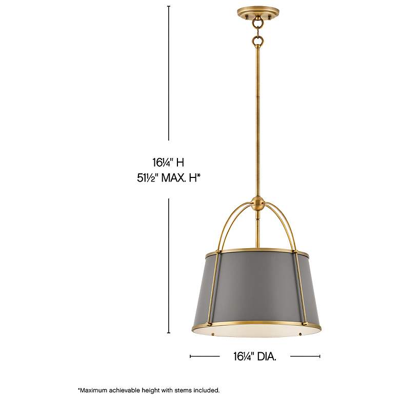 Image 3 Hinkley Clarke 16 1/4" Wide Brass and Gray Pendant Light more views