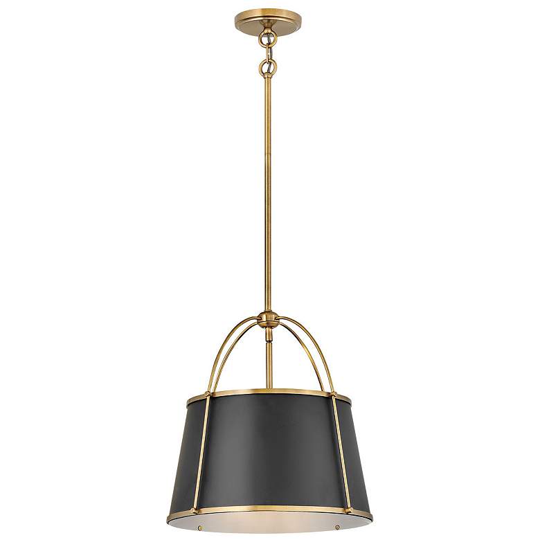 Image 1 Hinkley Clarke 16 1/4" Wide Brass Black Drum Pendant Light
