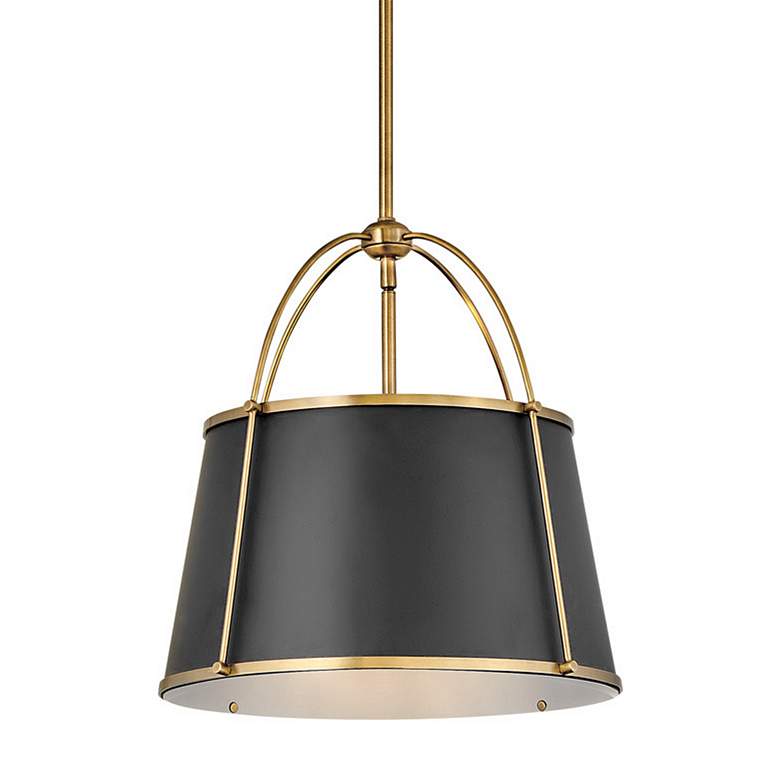 Image 2 Hinkley Clarke 16 1/4" Wide Brass Black Drum Pendant Light more views
