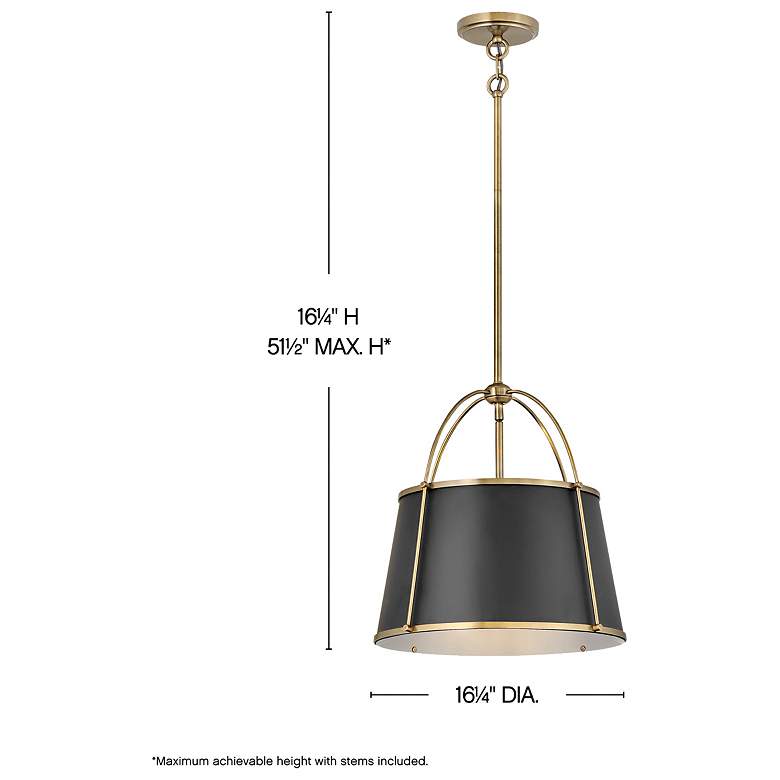 Image 3 Hinkley Clarke 16 1/4" Wide Brass Black Drum Pendant Light more views
