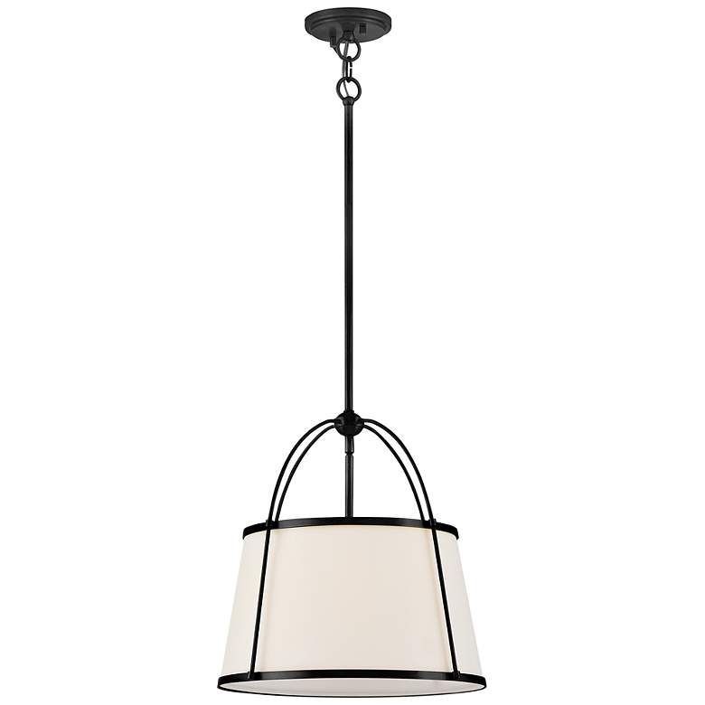 Image 2 Hinkley Clarke 16 1/4"W Black Pendant Light w/ Linen Shade more views