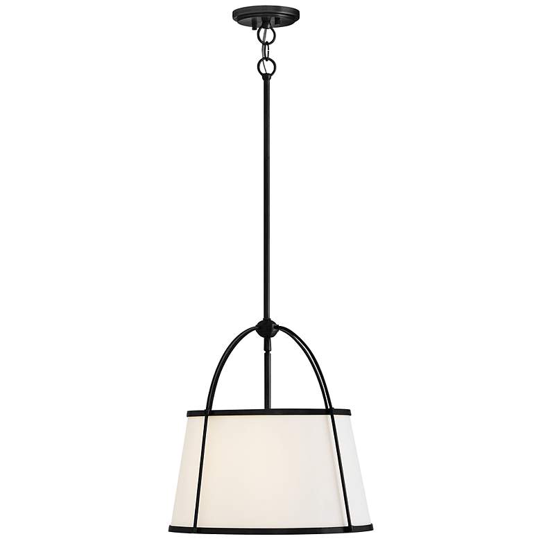 Image 5 Hinkley Clarke 16 1/4"W Black Pendant Light w/ Linen Shade more views