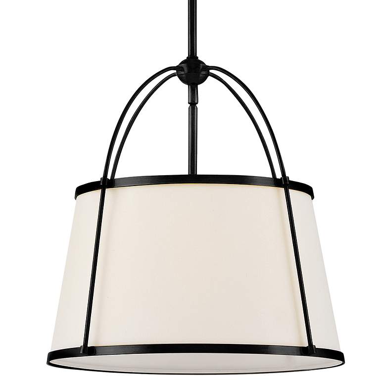 Image 6 Hinkley Clarke 16 1/4"W Black Pendant Light w/ Linen Shade more views