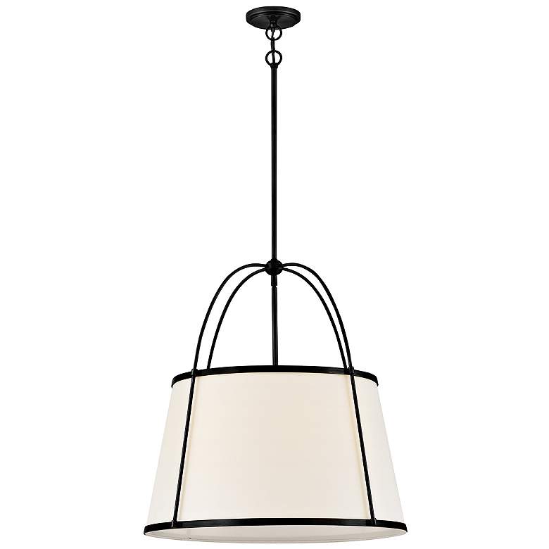 Image 1 Hinkley Clarke 24 1/2"W Black Pendant Light w/ Linen Shade