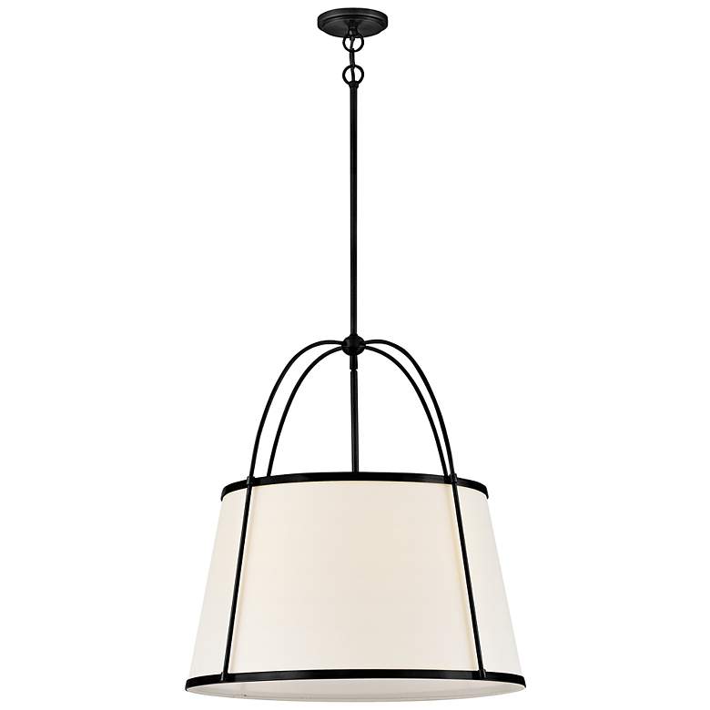 Image 2 Hinkley Clarke 24 1/2"W Black Pendant Light w/ Linen Shade more views