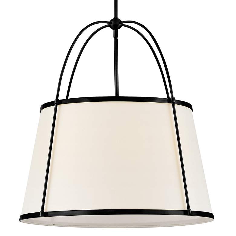 Image 6 Hinkley Clarke 24 1/2"W Black Pendant Light w/ Linen Shade more views