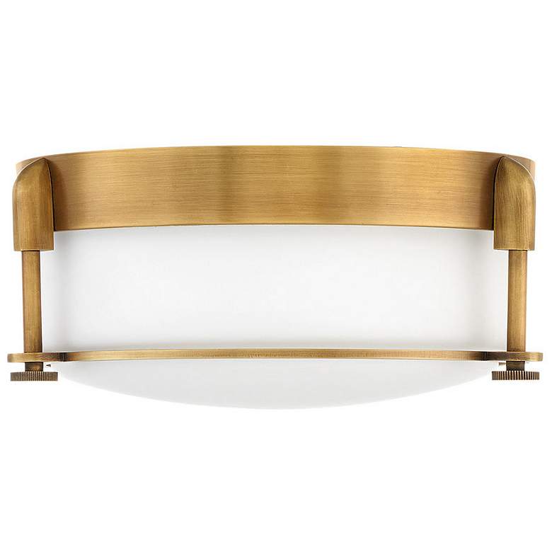 Image 1 Hinkley Colbin 12 1/2" Wide Brass and White Glass Flush Ceiling Light