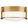 Hinkley Colbin 7" Wide Brass and White Glass Ceiling Light