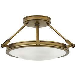 Hinkley Collier 16 1/2&quot; Semi-Flush Mount Heritage Brass Ceiling Light