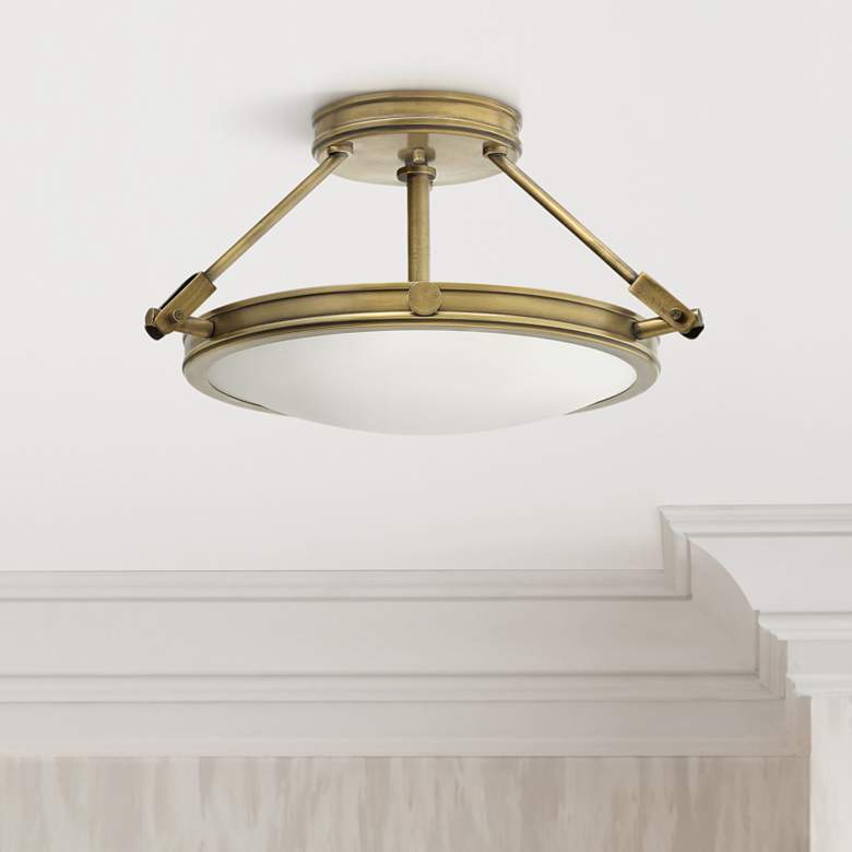 Image 1 Hinkley Collier 16 1/2" Semi-Flush Mount Heritage Brass Ceiling Light