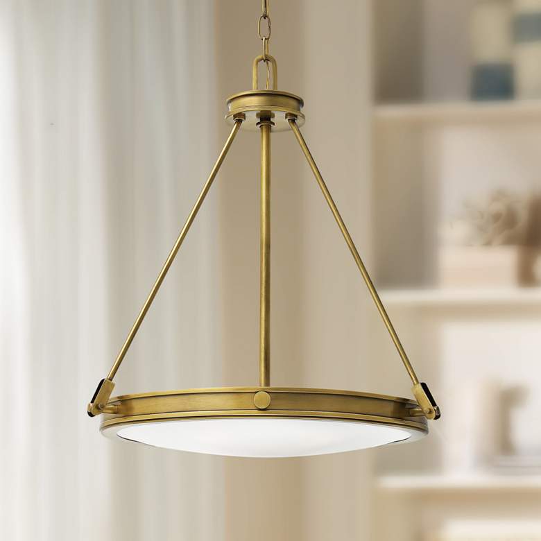 Image 1 Hinkley Collier 21 1/2 inch Wide Heritage Brass 4-Light Pendant