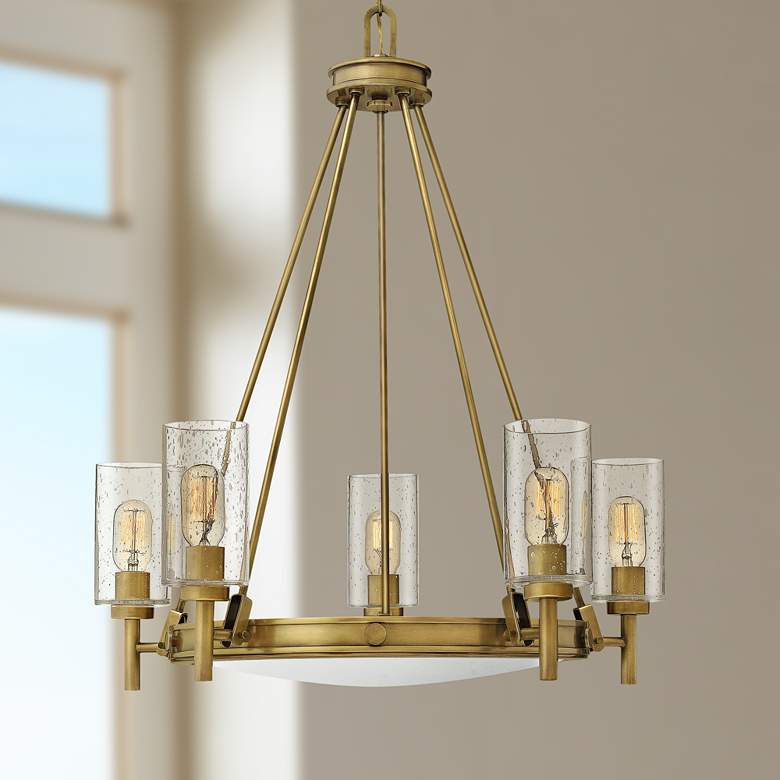 Image 1 Hinkley Collier 27 inch Wide Heritage Brass 5-Light Pendant