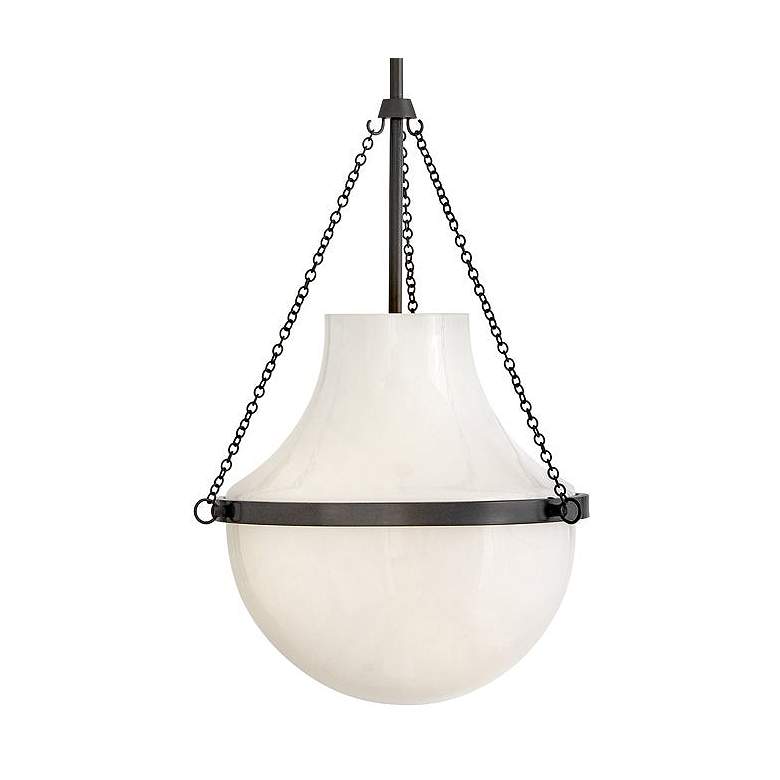 Image 2 Hinkley Collins 15" Wide Black Oxide Opal Glass Globe Pendant Light more views