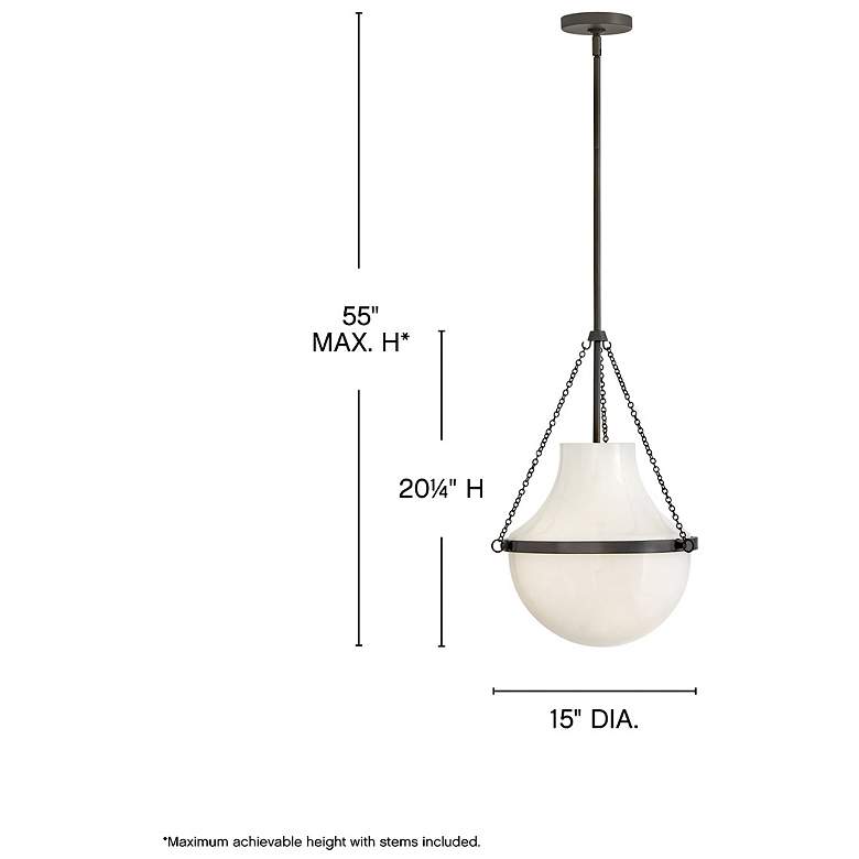 Image 3 Hinkley Collins 15" Wide Black Oxide Opal Glass Globe Pendant Light more views