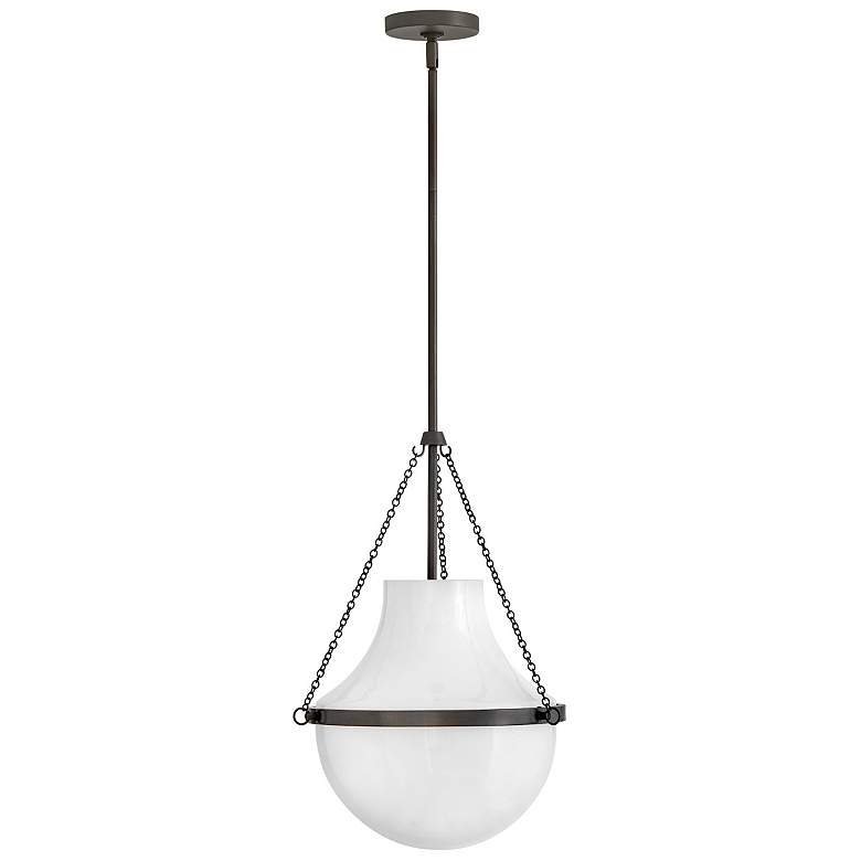 Image 4 Hinkley Collins 15" Wide Black Oxide Opal Glass Globe Pendant Light more views