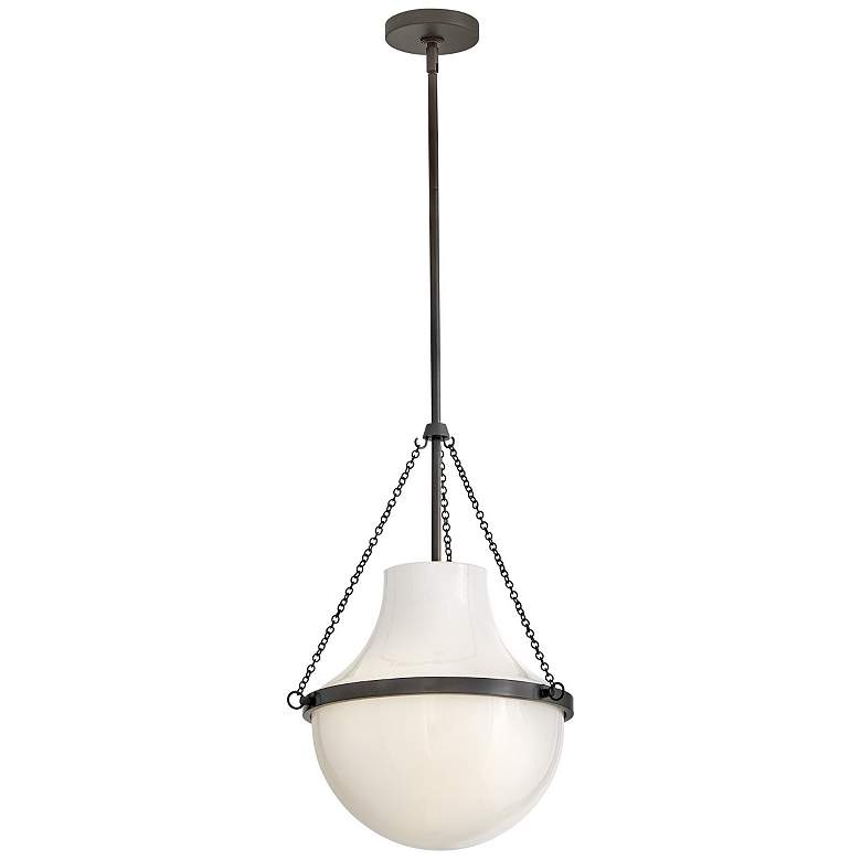 Image 5 Hinkley Collins 15" Wide Black Oxide Opal Glass Globe Pendant Light more views