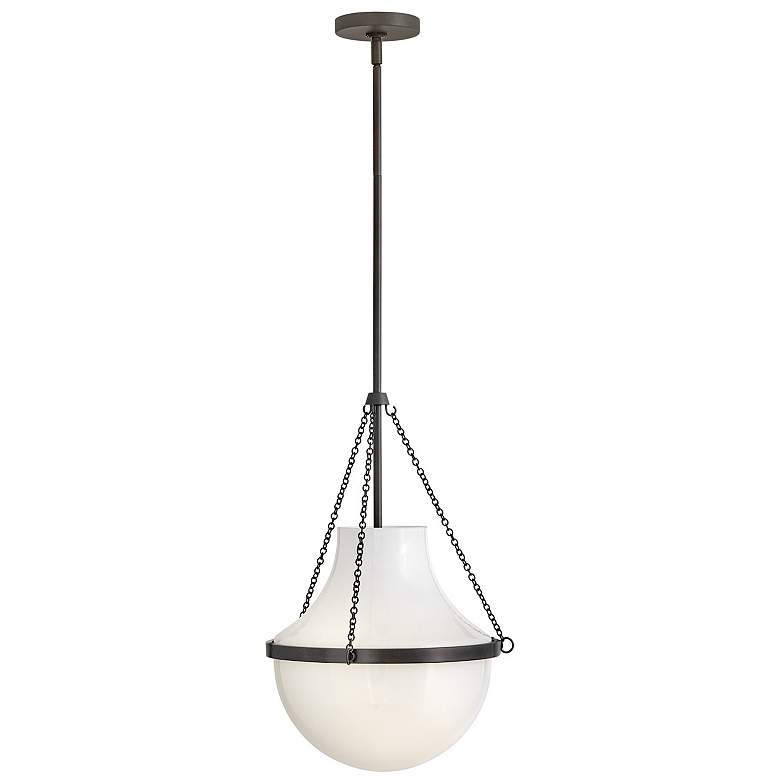 Image 7 Hinkley Collins 15" Wide Black Oxide Opal Glass Globe Pendant Light more views