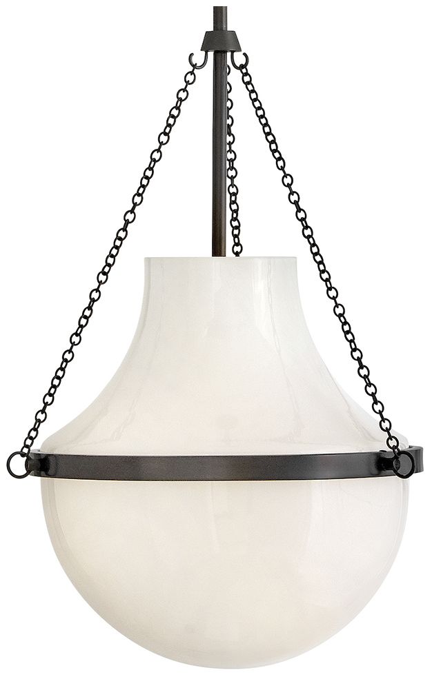 Hinkley Collins 15" Wide Black Oxide Opal Glass Globe Pendant Light