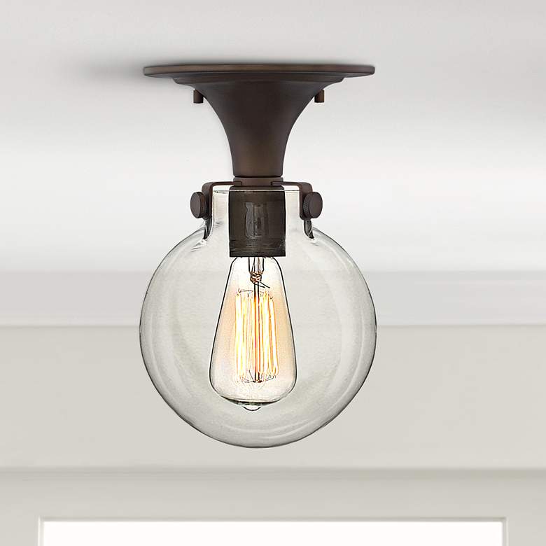 Image 1 Hinkley Congress 10 3/4"W Clear Glass Bronze Ceiling Light