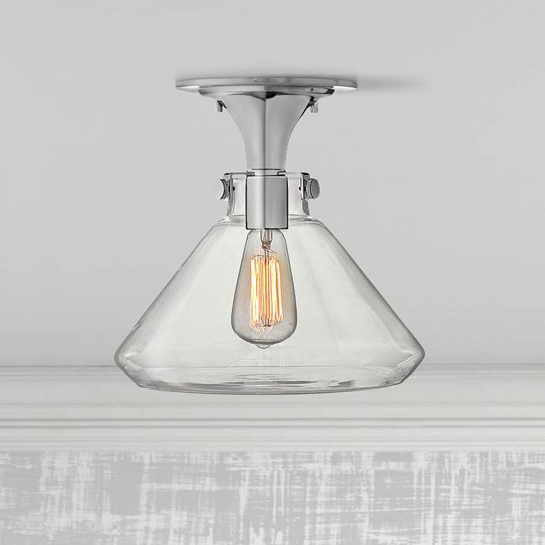 Image 1 Hinkley Congress Chrome 12" Wide Clear Glass Ceiling Light