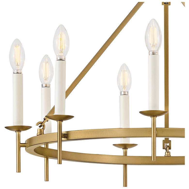 Image 3 Hinkley Copley 27 3/4"W Brass 9-Light Wagon Wheel Chandelier more views