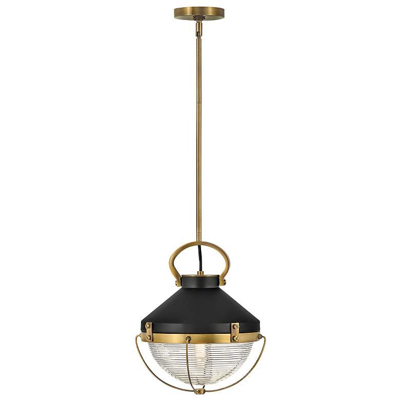 Image 1 Hinkley Crew 12" Wide Coastal Bronze and Ribbed Glass Mini Pendant