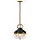 Hinkley Crew 12" Wide Coastal Bronze and Ribbed Glass Mini Pendant