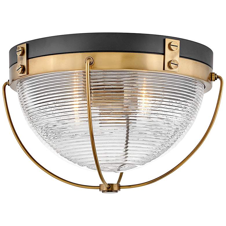 Image 2 Hinkley Crew 16" Wide Heritage Brass and Glass Dome Ceiling Light
