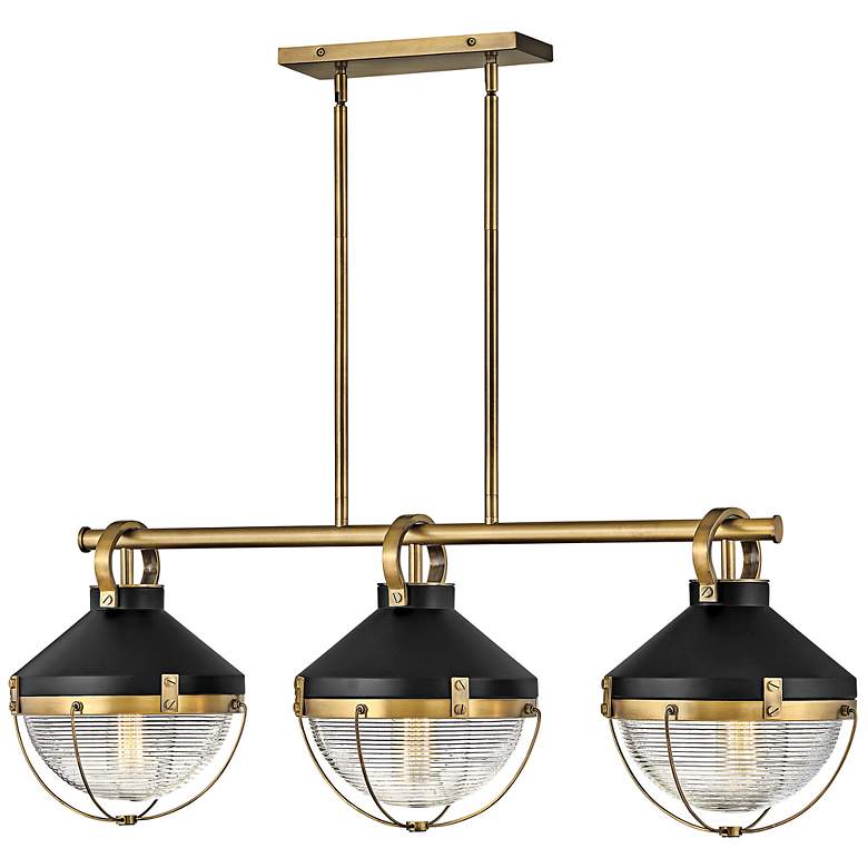 Image 3 Hinkley Crew 42"W Heritage Brass 3-Light Linear Chandelier more views