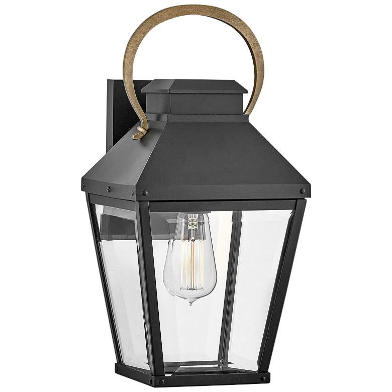 Image 1 Hinkley Dawson 17" High Black Outdoor Lantern Wall Light